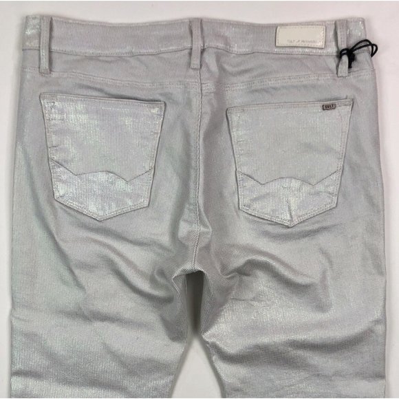 Cult Of Individuality Zen Mid Rise Womens 24 Skinny Jeans Silver White Shimmery - Picture 7 of 8